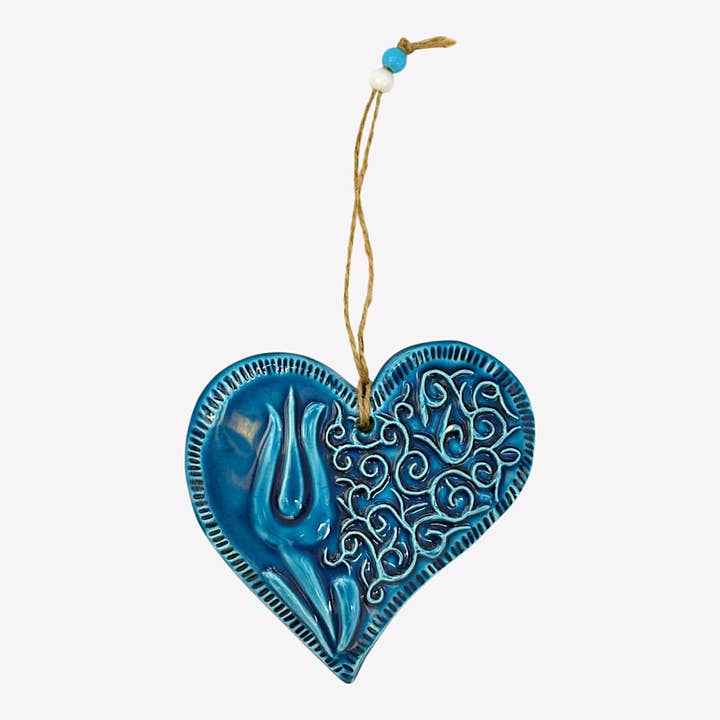 Ceramic Wall Decor - Heart - Light Blue - 14x13x2cm for wholesale by cotonIQ