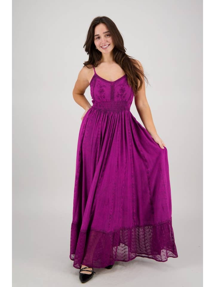 Advance Apparels - Wholesale Dress - Women's - Sheer Hem Smocked Maxi Dress ADL-25324