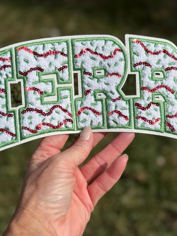 12” Christmas Cake MERRY Patch for wholesale by Ohh Seaux Cute