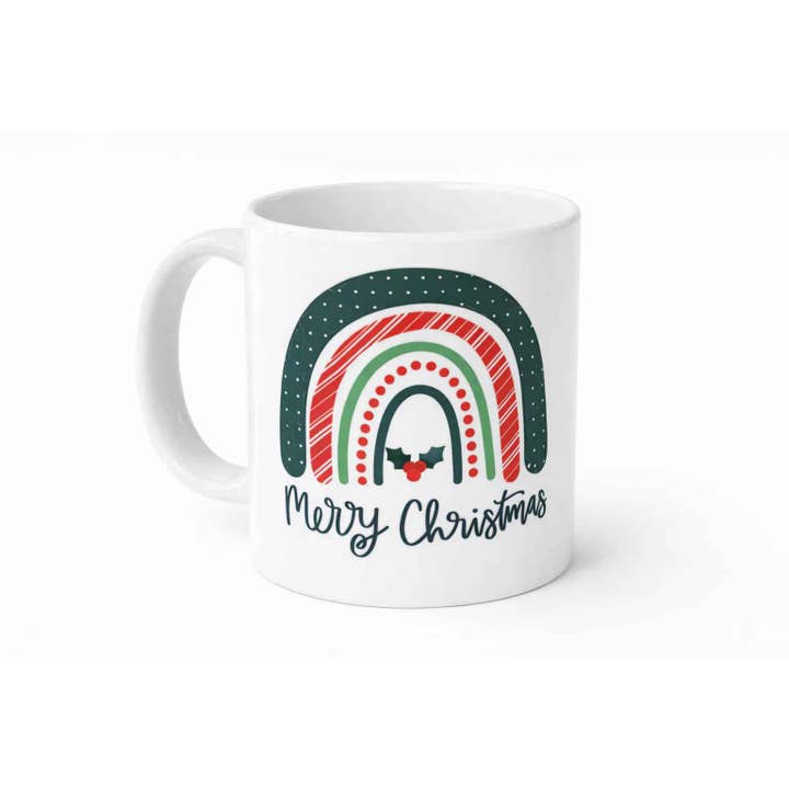 Merry Christmas Rainbow Ceramic Mug – Festive Holiday Coffee Cup for wholesale by Leafe