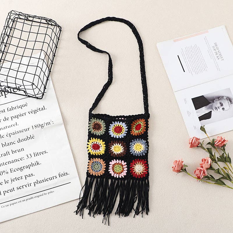 Funkyrel® Atzbranding Limited – Engroshandel Crossbodytaske - Dame – Tassel Hækletaske - Udsøgt Skuldertaske1