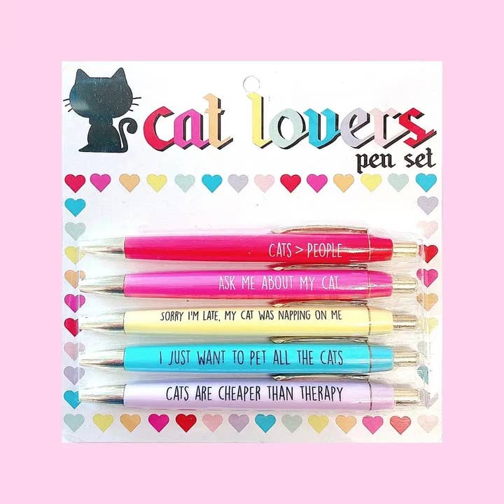 FUN CLUB - Wholesale Pen - PREORDER Cat Lovers Pen Set (cat gifts, cat lovers gifts, funny, pens, pets, stationery)