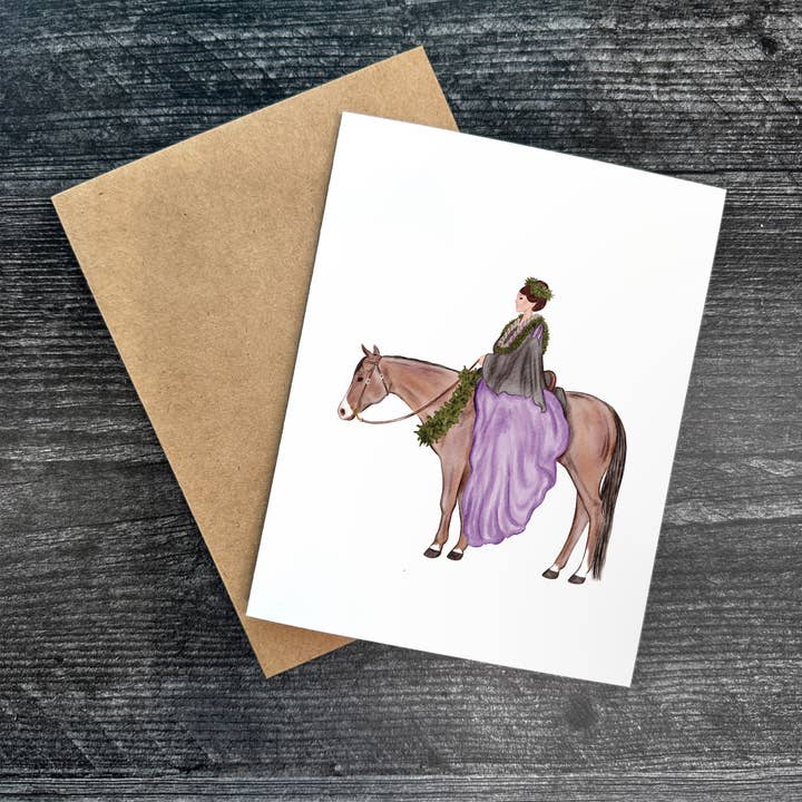 Pa'u Girl (Purple) | Greeting Card for wholesale by Malina Prints