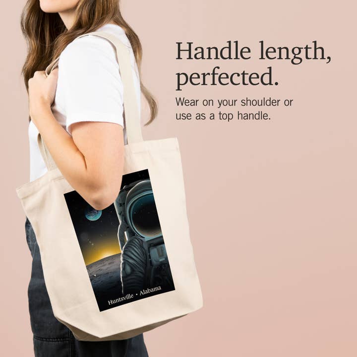 Lantern Press - Wholesale Tote Bag - Unisex - ORGANIC TOTE BAG Huntsville, Alabama Man on the Moon Sunset