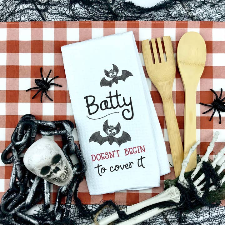 Halloween Funny Bat Kitchen Towel, Fall Kitchen Decor for wholesale by Canary Road