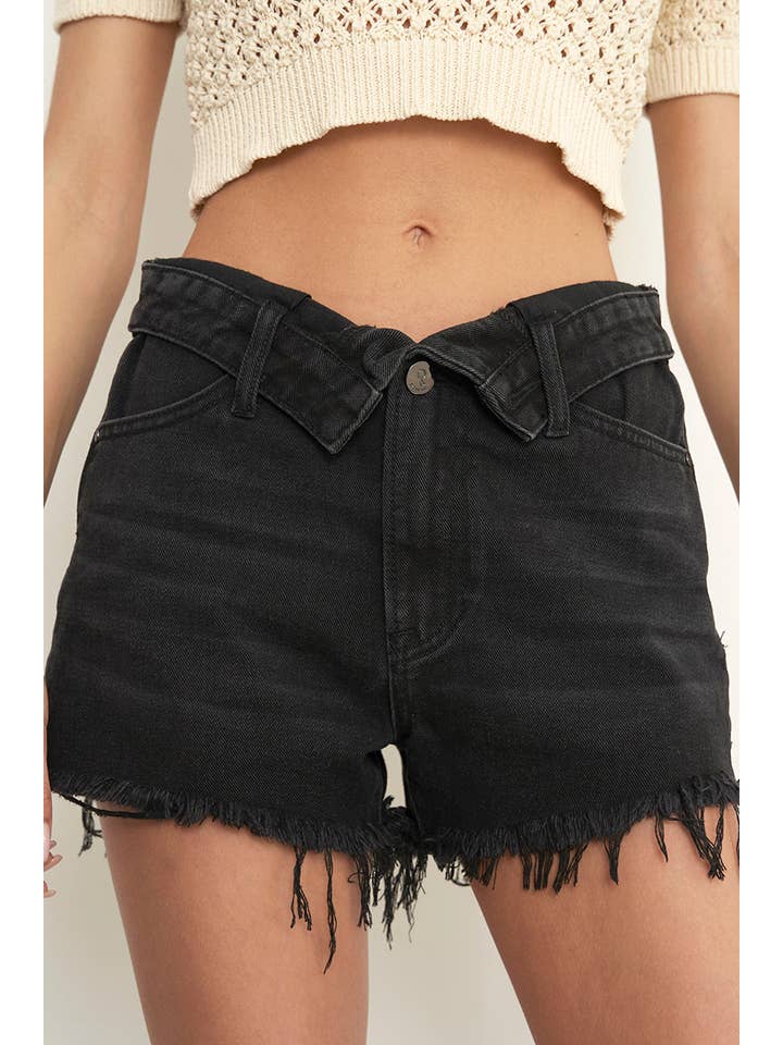 Insane Gene USA - Wholesale Shorts - Women's - Flip Waistband Long Fray Hem Denim Shorts