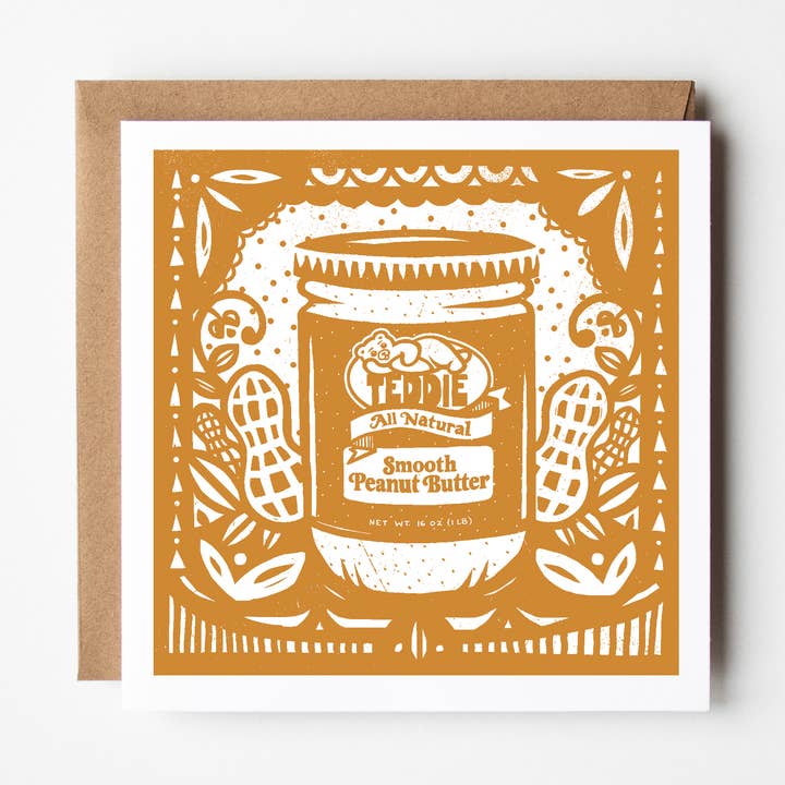 Teddie Jordnøddesmør lykønskningskort for engroshandel hos Indestructible Food