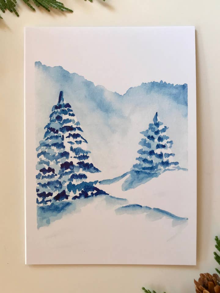 Carte de vœux Snowy Trees pour la vente par keeleylove
