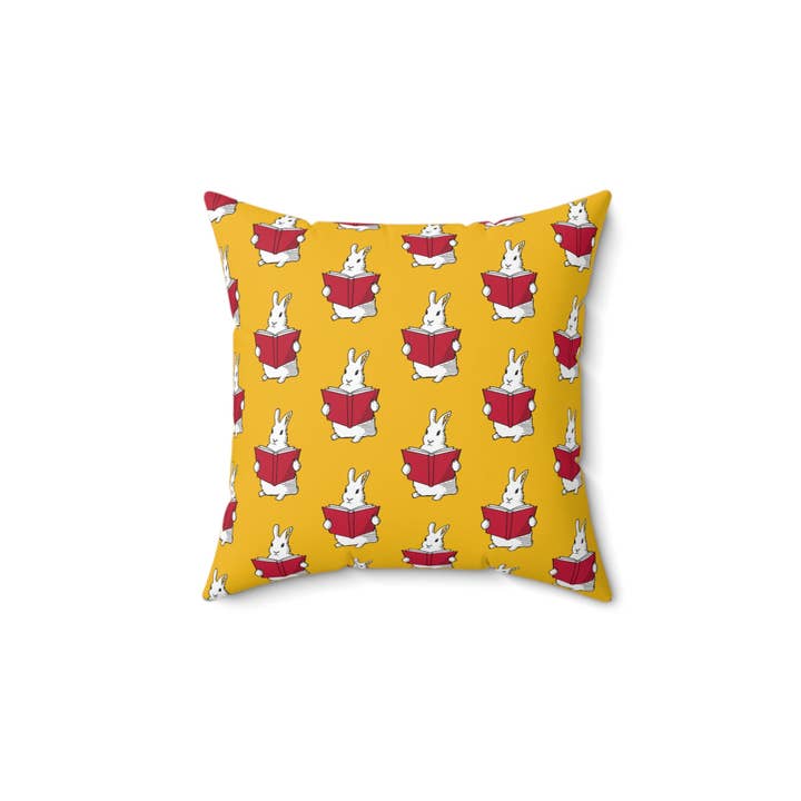 Book Lovers, cuscino quadrato in poliestere filato, con coniglietto che giudica, idea regalo letteraria per topo di biblioteca o booktrovert, regalo per Book Club per la vendita all'ingrosso da parte di Terry Heath Art