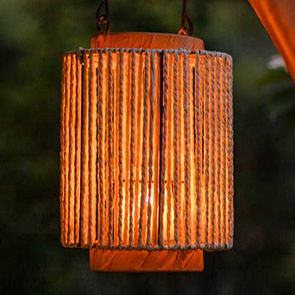 Portable Lantern Candle Holder Rope Paper Lantern for wholesale by Rustic Reach