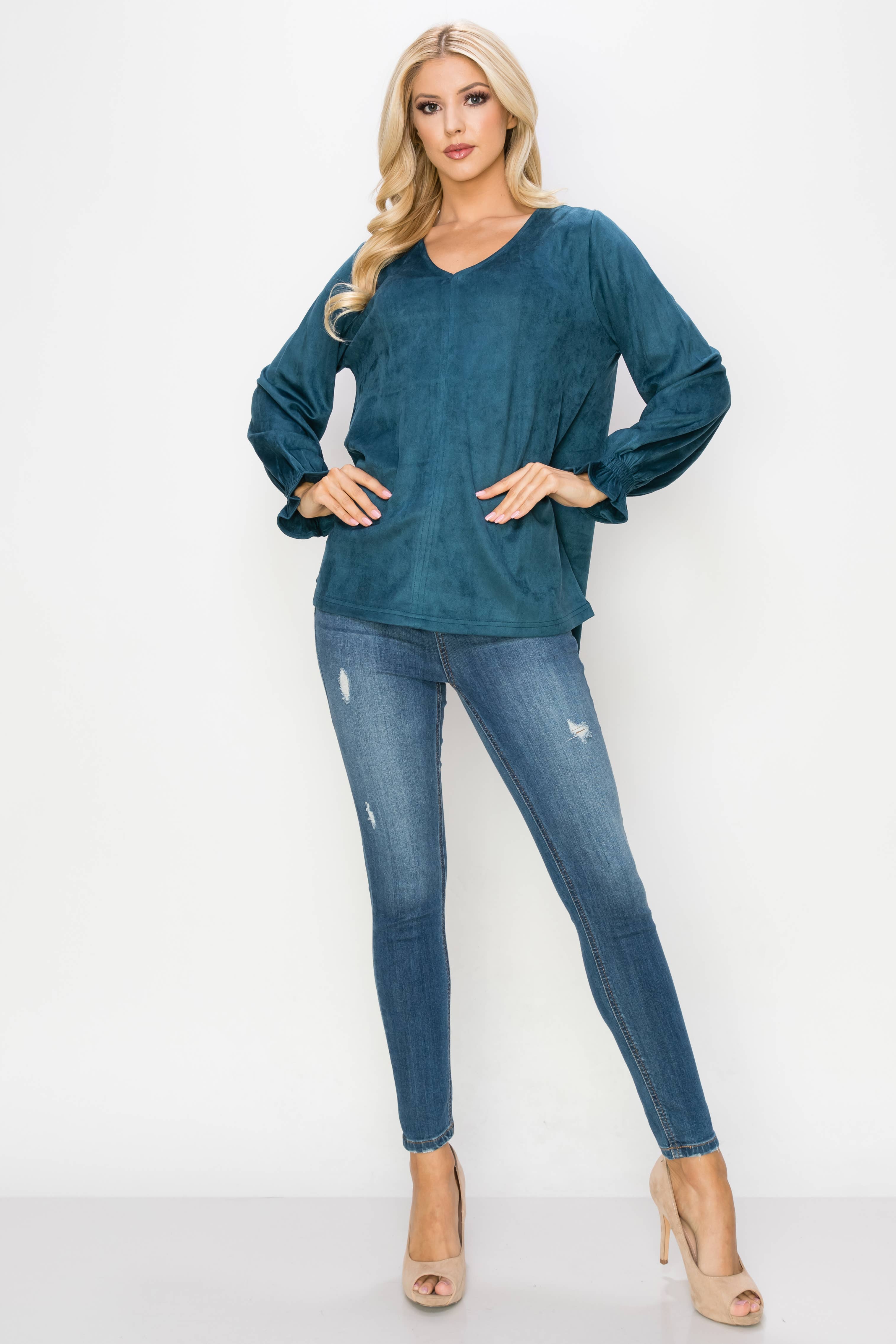 Joh Apparel - Wholesale Blouse - Women's - Abigail Stretch Suede Top7