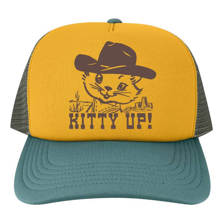 The Coin Laundry - Wholesale Trucker hat – Women’s - Kitty Up Trucker Hat - Cowgirl Cat Mesh Back Baseball Hat1