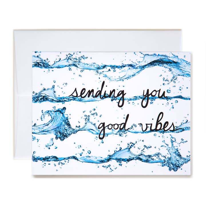 Sending You Good Vibes Wave Stripe Card for wholesale by Violet Flamingos