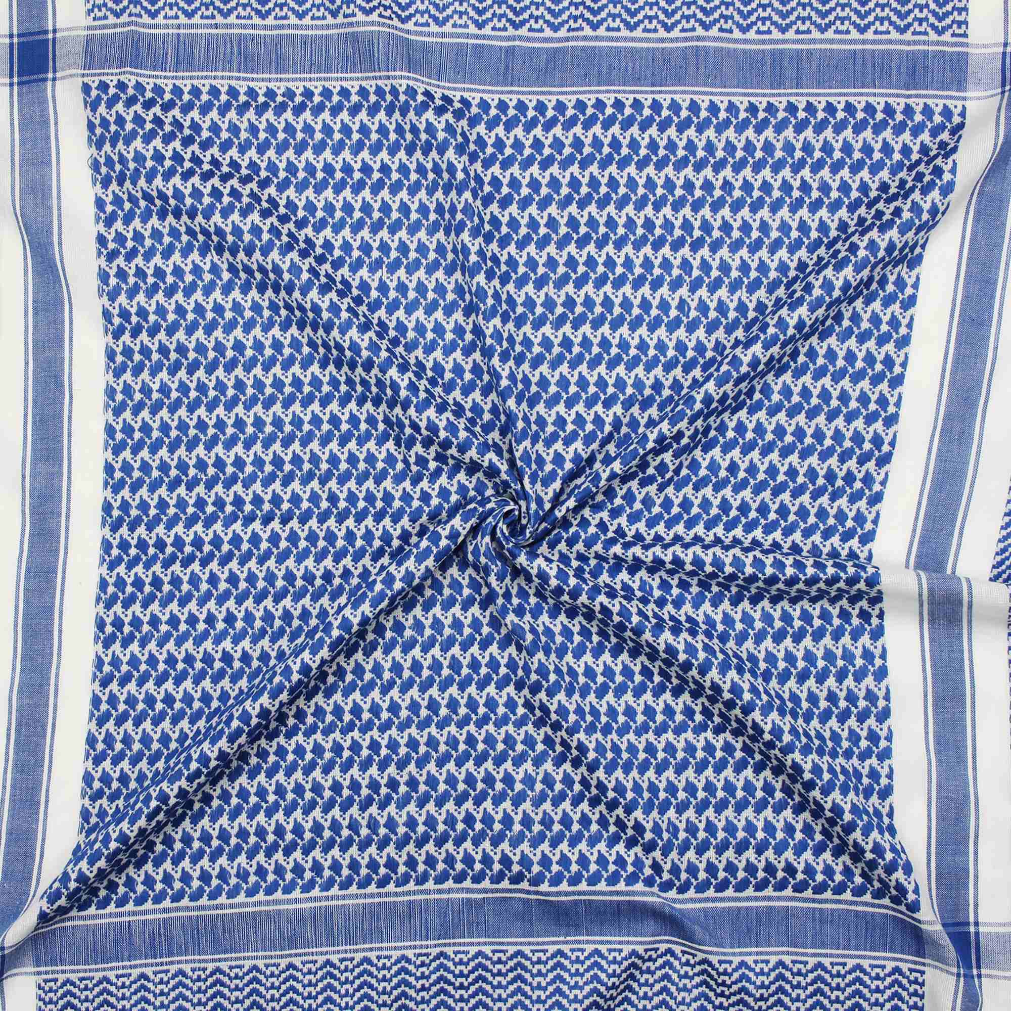 Tribal Trade GmbH – Großhandel Schal – Unisex – Palituch - Weiß - Blau - Kufiya PLO Tuch2