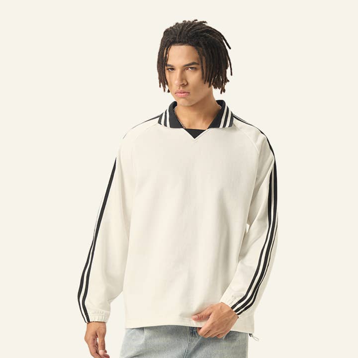 Men's Streetwear Cotton Striped Color-Block Sweatshirts for wholesale by particleactive