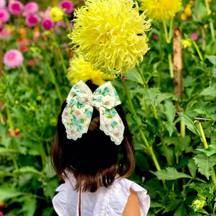 Revival Bow Co. - Wholesale Hair bow – Kids - Custom Vintage Handkerchief Bow • Long Tail Style • OOAK8