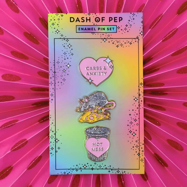 Glitter Enamel Pin Set for wholesale by Dash of Pep