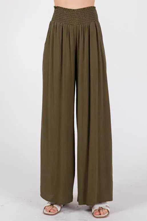 Final Touch – wholesale Pants – Women's – Heavy Gauze Wide Leg Pants - NP70263D-HV49
