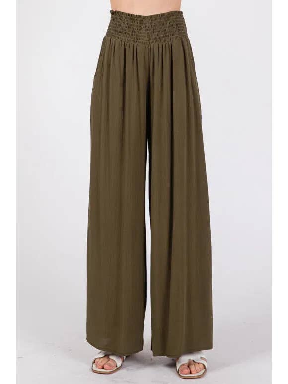 Final Touch - Wholesale Pants - Women's - Heavy Gauze Wide Leg Pants - NP70263D-HV49