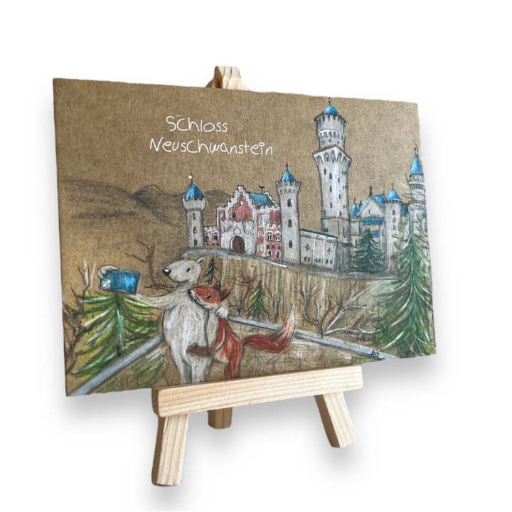 Neuschwanstein Selfie Postcard for wholesale by regarts.de