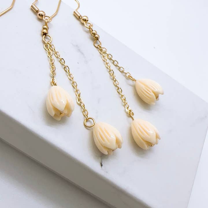 Anela's Jewelry - Wholesale Dangle Earrings - Hamilton Gold Pikake earrings