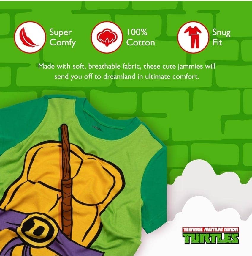 Crover - Wholesale Sleepwear Set - Men's - 2pc Ninja Turtles Cotton Pajama Set – 6set Size Assortment2