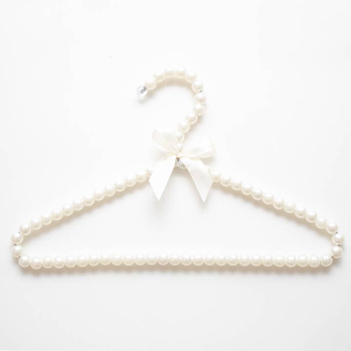 White Beaded Hangers with Small Bow for wholesale by Yuko B