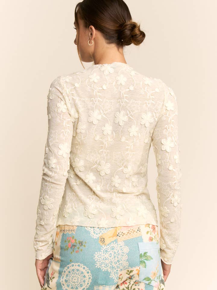 Davi & Dani - Wholesale Knit Top - Women's - PLUS LONG SLEEVE EMBROIDERED MOCK NECK MESH TOP4