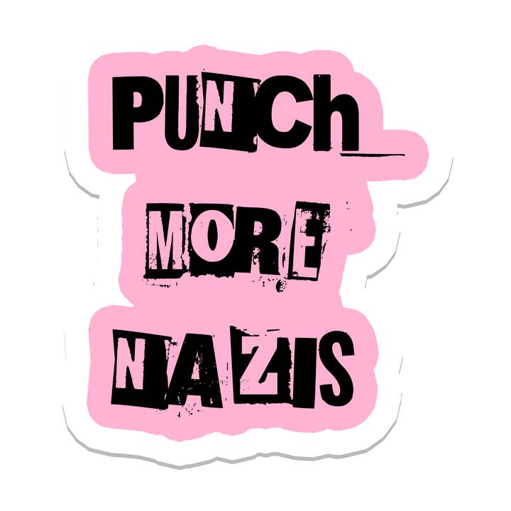 Punch More Nazis | Politics | Waterproof Bumper Sticker for wholesale by SlapPolitics Stickers