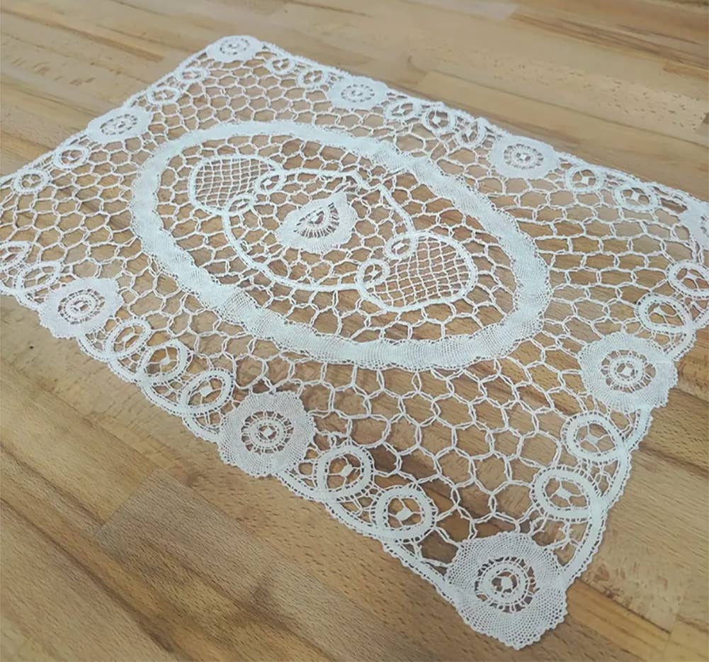 Fennco Styles – wholesale Placemat – White Crochet Delicate Lace 12"x18" Placemat3