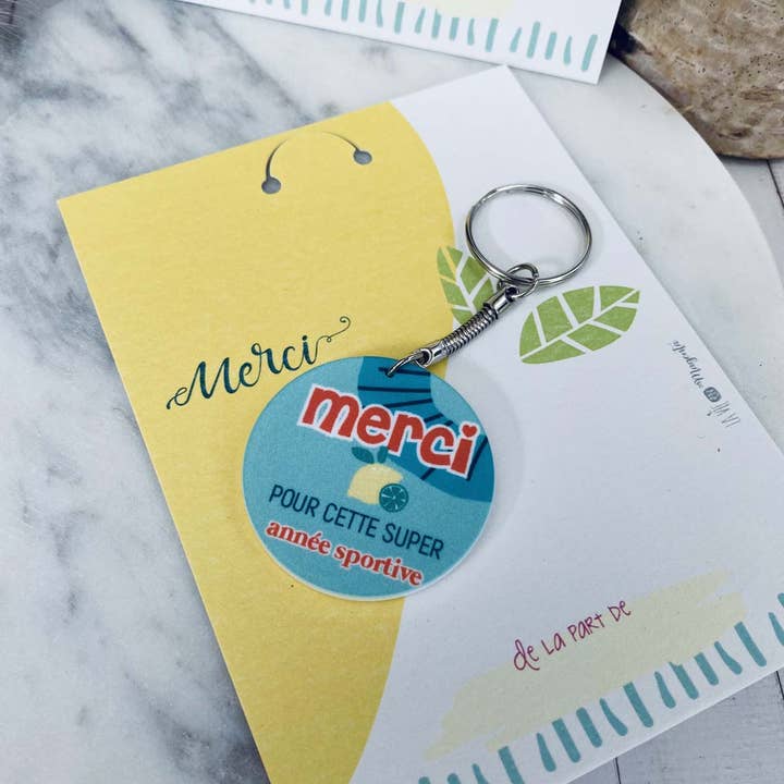 Portachiavi per insegnante di educazione fisica con biglietto di ringraziamento per la vendita all'ingrosso da parte di La vie en magenta