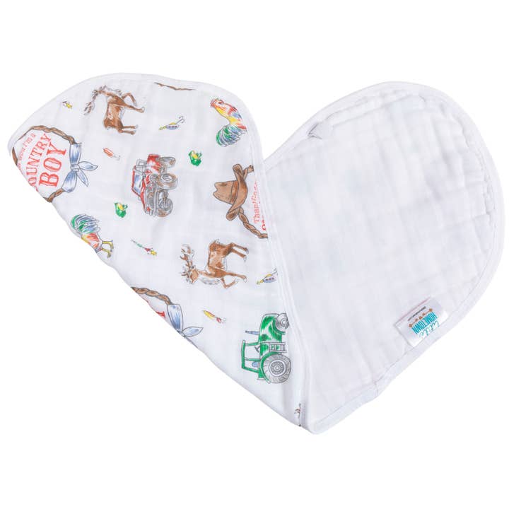 Little Hometown - Wholesale Burp Cloth Set - Baby - Country Boy 2 in 1 Burp Cloth and Bib Combo
