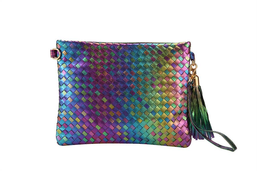 Nima Accessories Inc - Vente Pochette – femme - Pochette tissée en simili cuir multicolore pour femme6