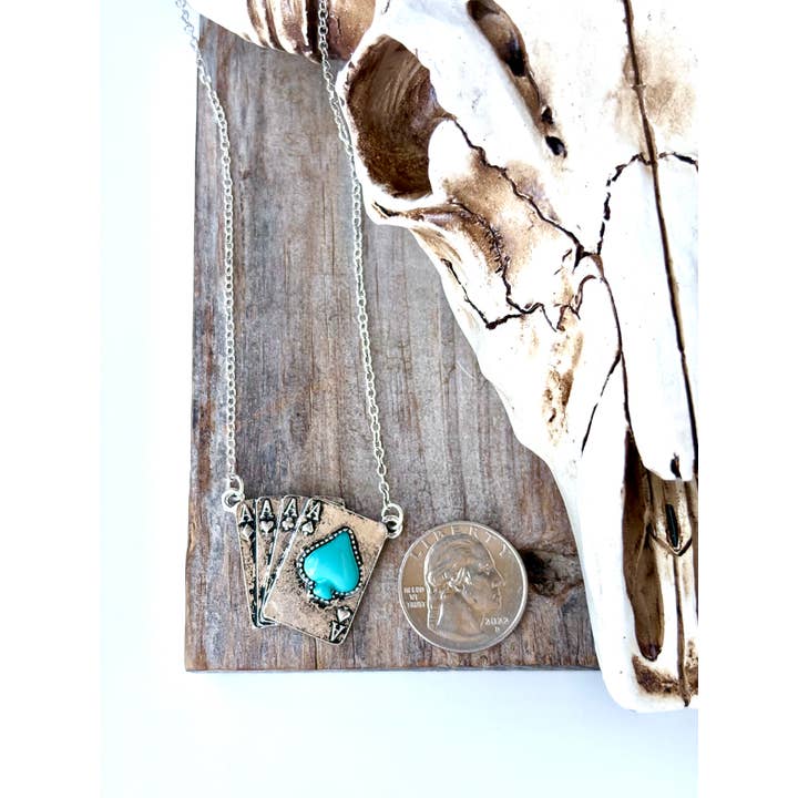 Boho Ranch Shop - Wholesale Pendant/Charm Necklace - Spade Ace Playing Card Stone Pendant Necklace4