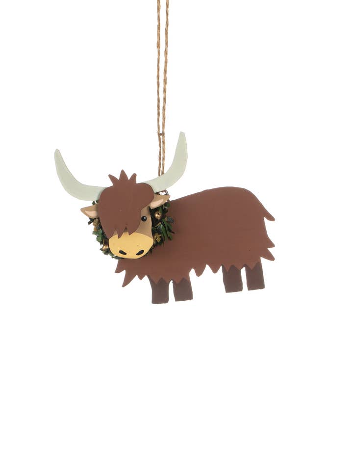 Tin Highland Cow for wholesale by Shoeless Joe Ltd