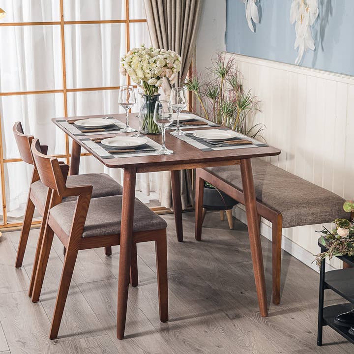 Nordlys - Wholesale Side Table - BONIFACIO 4-Person Rectangular Walnut Wood Dining Table3