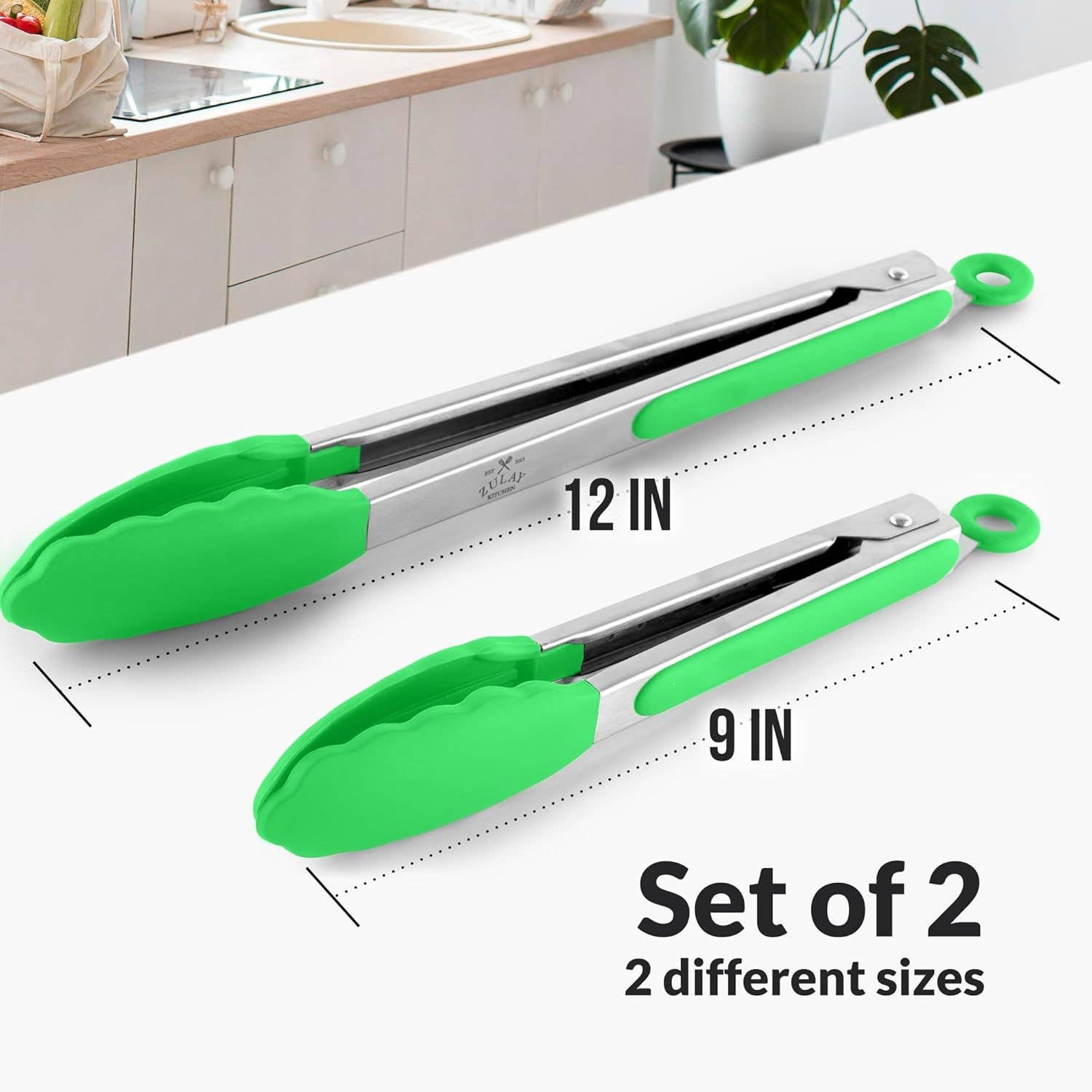 Zulay Kitchen - Wholesale Kitchen Tong - Cooking Tongs With Silicone Tips 9" & 12" - Stainless Steel5