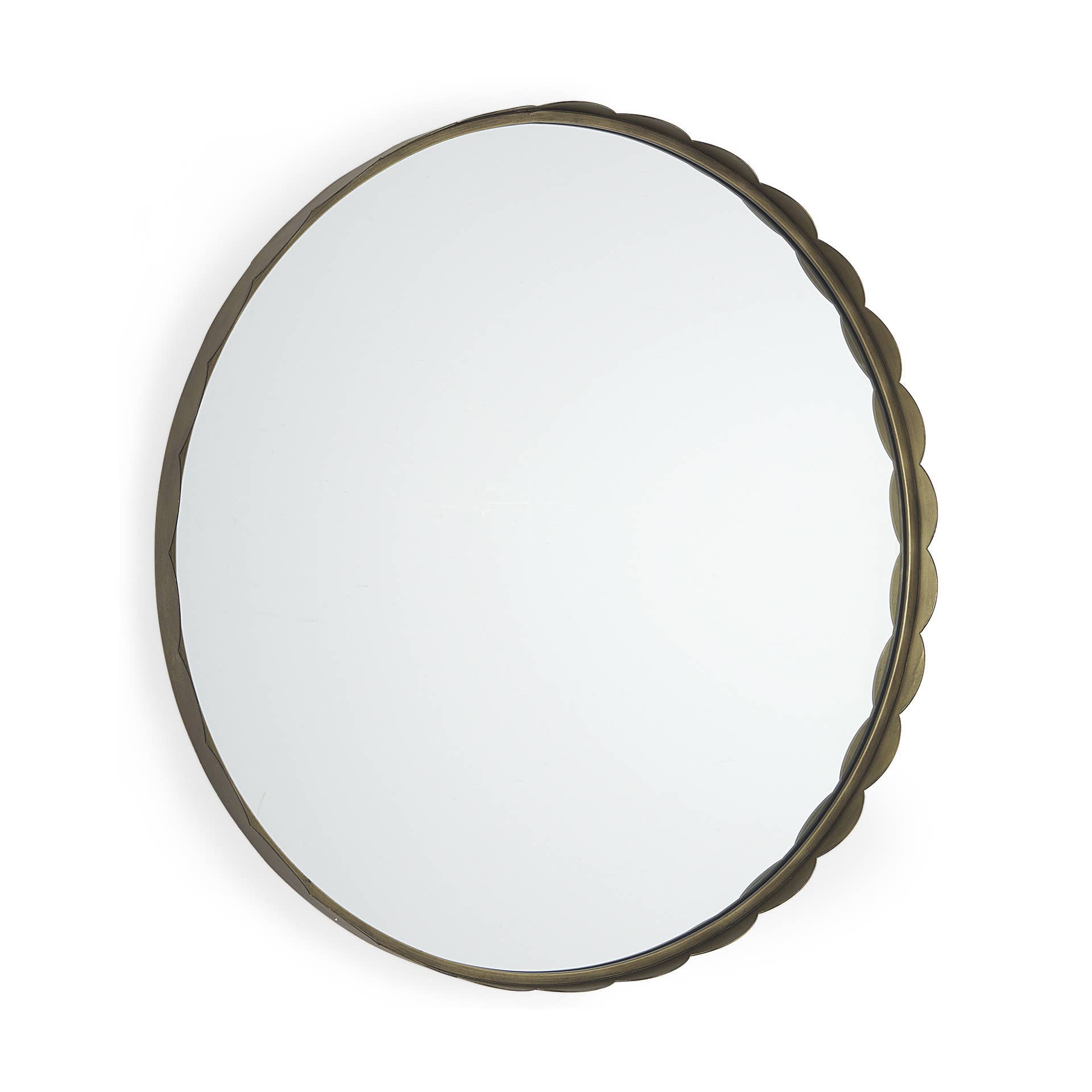 HomeRoots – wholesale Vanity mirror – 30" Gold Metal Scalloped Framed Accent Mirror4
