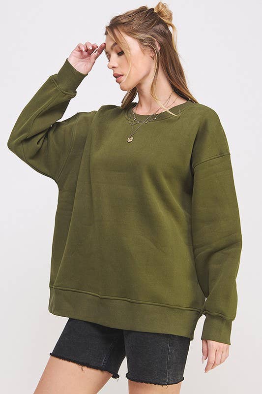 JADE BY JANE - Vendita all'ingrosso Felpa - Donna - Felpa oversize a maniche lunghe con scollo rotondo tinta unita16