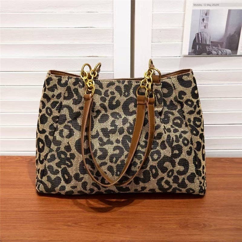 KAKI Borsa a tracolla con stampa leopardata - alla moda e spaziosa in vendita all'ingrosso su Faire7