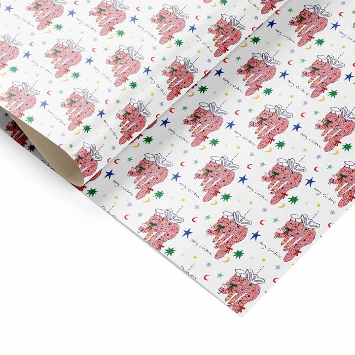 Christmas gift wrap Cat Tipple for wholesale by Eat the Moon | Greeting cards and stationery