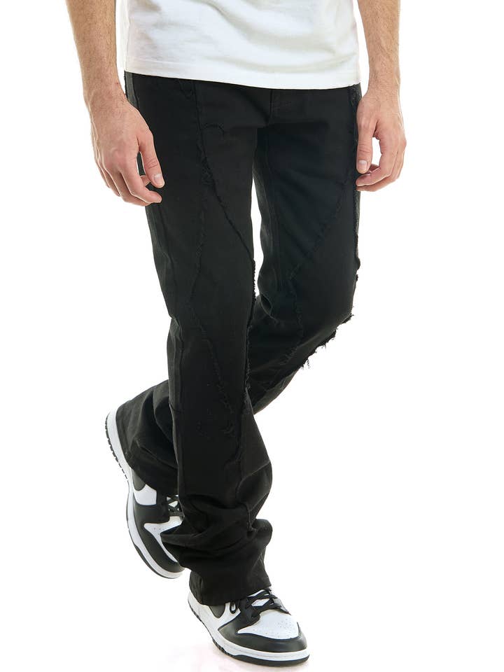Black DIAMOND SKINNY FLARE PANTS for wholesale on Faire