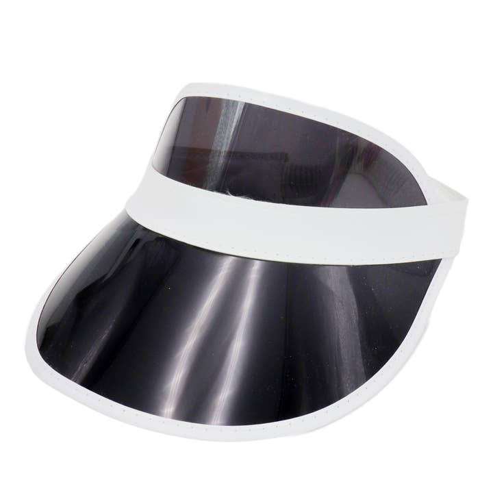 Cap Zone – Engroshandel Visir - Dame – Vibrant Translucent Plast Hvid PVC Kant Elastisk Skærm