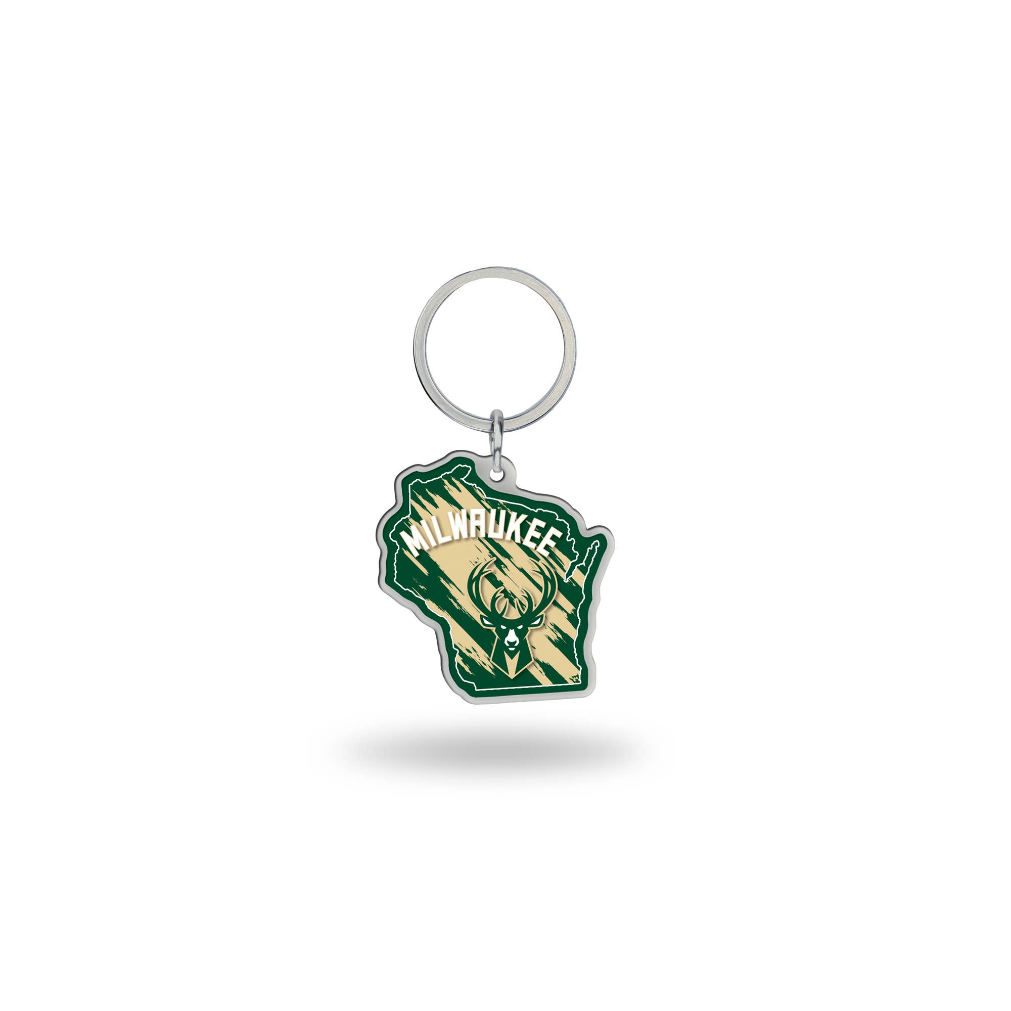 Rico Industries - Wholesale Keychain - Unisex - NBA Basketball Milwaukee Bucks  State Shape Keychain0