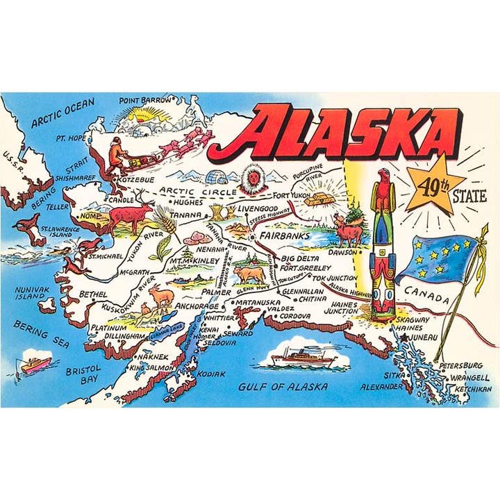 Magnet AK-64 Alaska Map for wholesale by Found Image Press