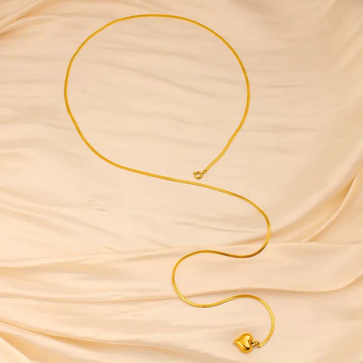 Sweet Cherry Sky - Wholesale Pendant/Charm Necklace - Stainless Steel Sweater Chain Necklace with Heart Jewlery4