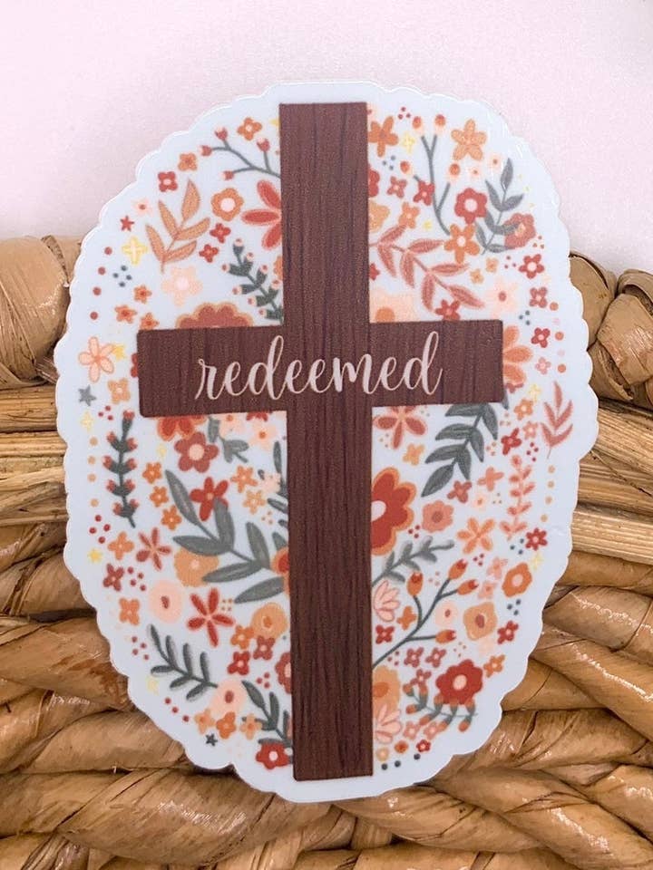 Floral redeemed stickers, Christian stickers, faith decals for wholesale by MarieDesignCo