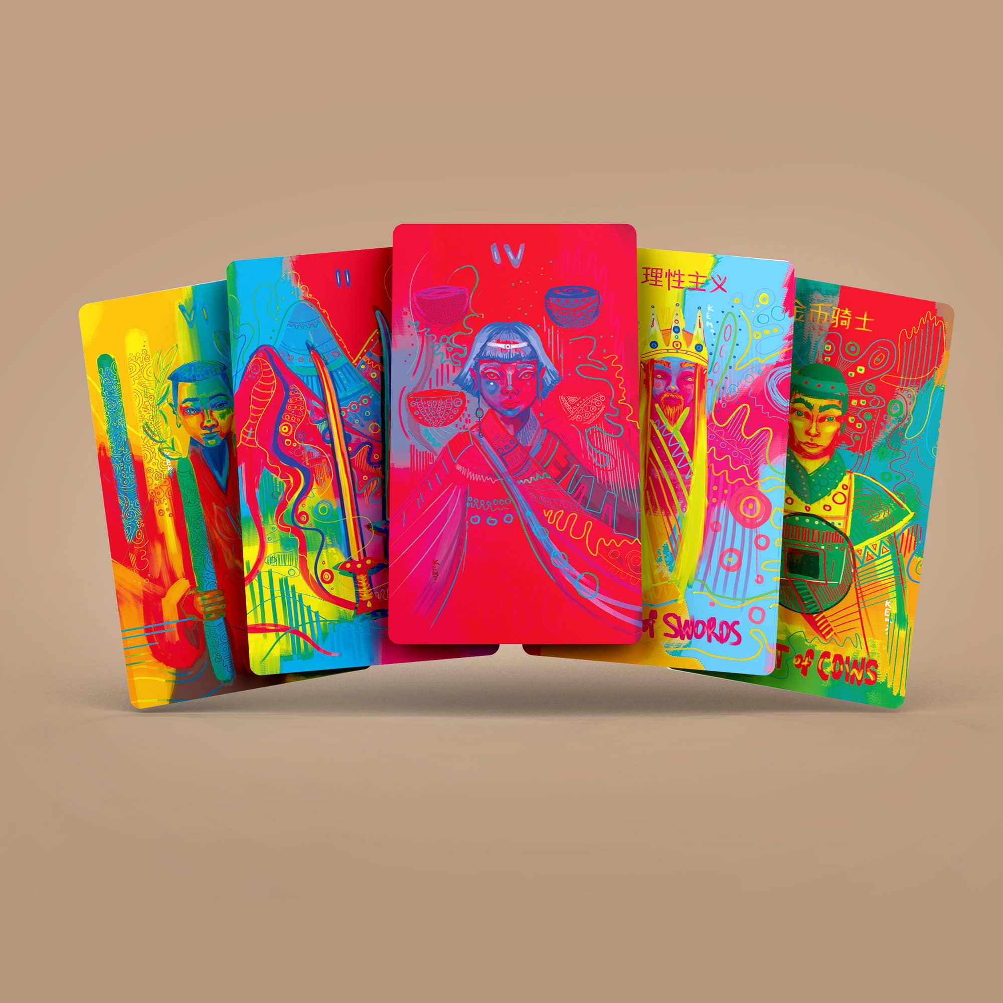 Darksynevyr – wholesale Tarot-kort – Darksynevyr Neon Tarot 78-kortslek, standardstorlek 120 x 65 mm10