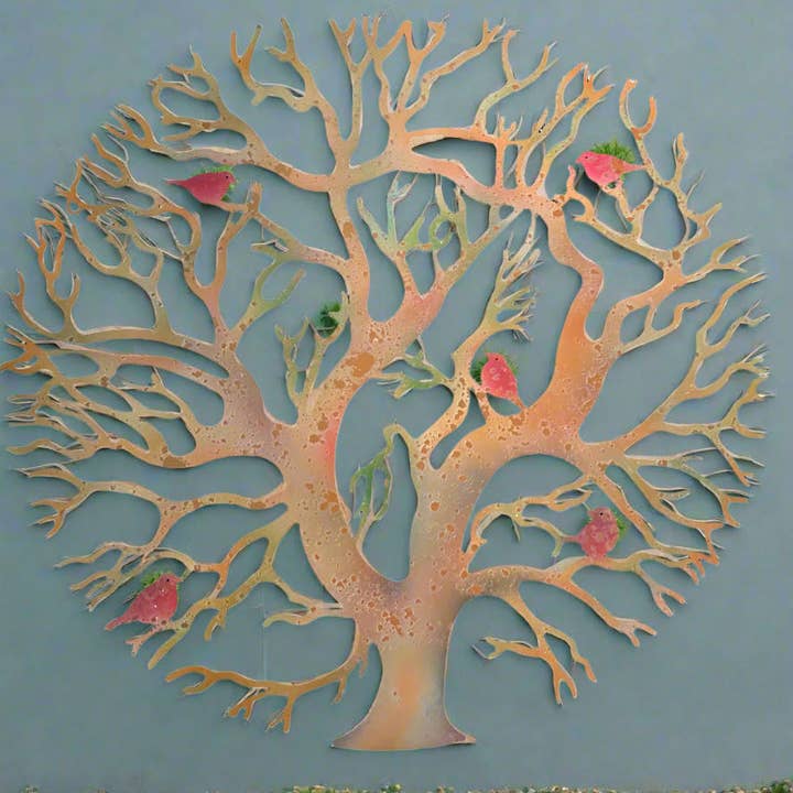 Marissa's Gifts - Wholesale Wall Accent - Tree of life bronze with peeling colourful effect wall art for outdoors and indoors 60cm