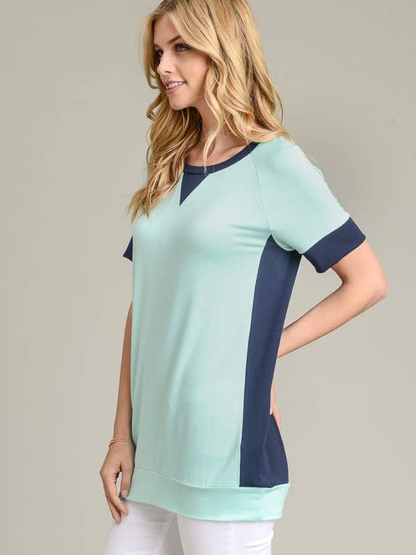 .0112 Solid French Terry Color Block Knit Pull Over SI-9950 for wholesale by 42POPS